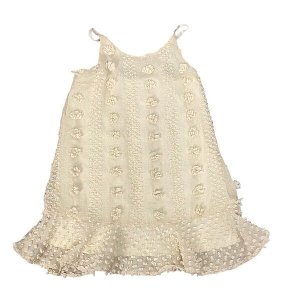 &MERCI Women Dress Size S Ivory Swiss Dot Pom Pom Maternity Sleeveless hg-30 - Picture 8 of 16